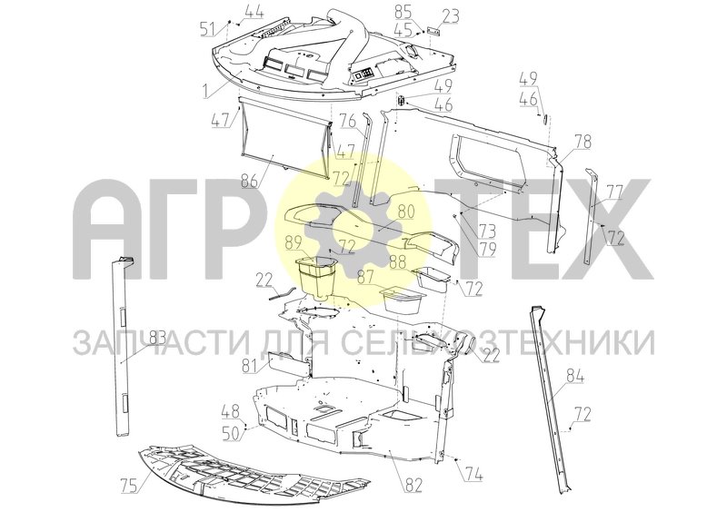 Чертеж Облицовка кабины внутренняя (T500.06.18.000Ф)